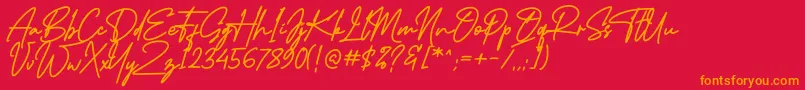 MidlestoneSignature-Schriftart – Orangefarbene Schriften auf rotem Hintergrund