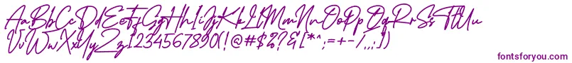 MidlestoneSignature-fontti – violetit fontit valkoisella taustalla