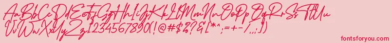 MidlestoneSignature Font – Red Fonts on Pink Background