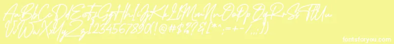 MidlestoneSignature-Schriftart – Weiße Schriften auf gelbem Hintergrund