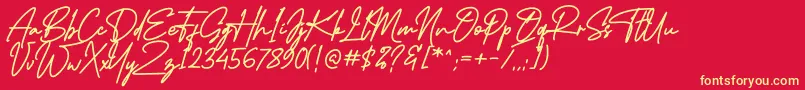 MidlestoneSignature Font – Yellow Fonts on Red Background