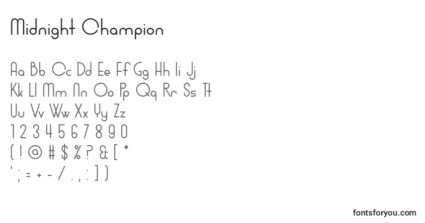Schriftart Midnight Champion – Alphabet, Zahlen, spezielle Symbole