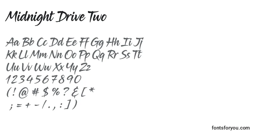 A fonte Midnight Drive Two – alfabeto, números, caracteres especiais