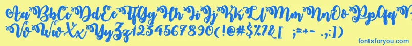 フォントMidnight in October   – 青い文字が黄色の背景にあります。