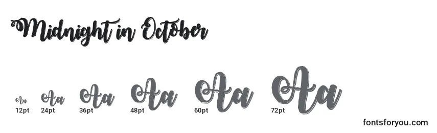 Größen der Schriftart Midnight in October  