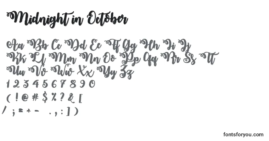 Шрифт Midnight in October   (134316) – алфавит, цифры, специальные символы