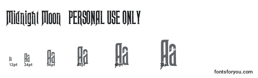 Midnight Moon   PERSONAL USE ONLY Font Sizes