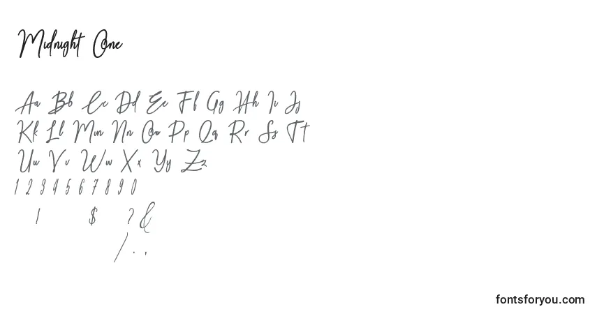 Schriftart Midnight One – Alphabet, Zahlen, spezielle Symbole