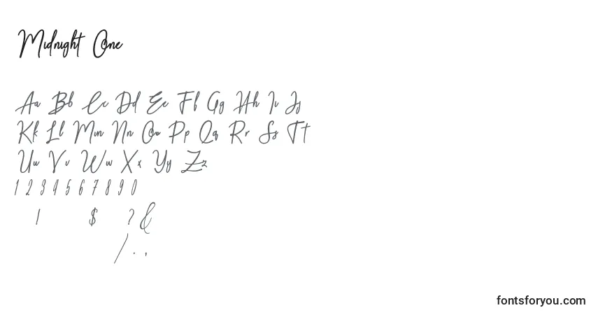 Schriftart Midnight One (134319) – Alphabet, Zahlen, spezielle Symbole