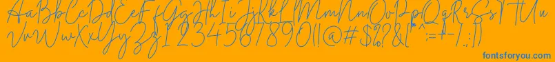 Midnight Signature Font – Blue Fonts on Orange Background