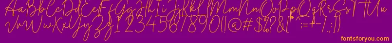 Midnight Signature-Schriftart – Orangefarbene Schriften auf violettem Hintergrund