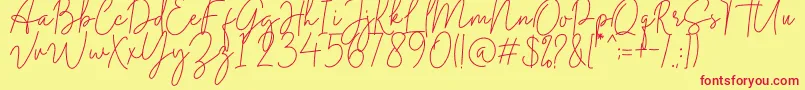 Fonte Midnight Signature – fontes vermelhas em um fundo amarelo