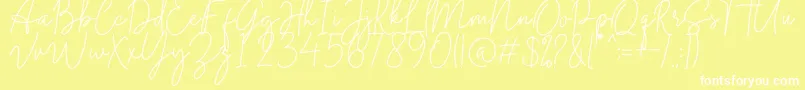 Midnight Signature-Schriftart – Weiße Schriften auf gelbem Hintergrund