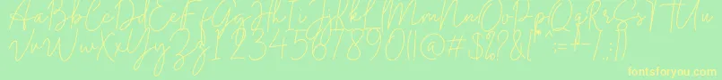 Midnight Signature-Schriftart – Gelbe Schriften auf grünem Hintergrund