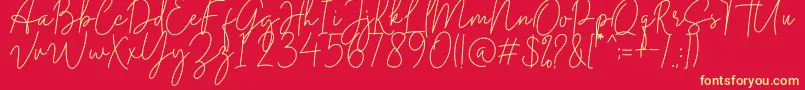 Midnight Signature Font – Yellow Fonts on Red Background