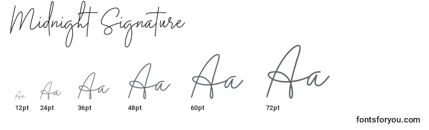 Midnight Signature Font Sizes