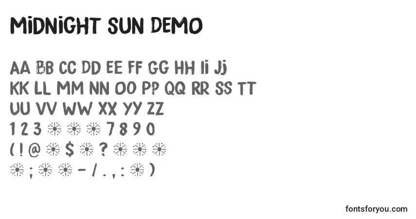 Schriftart Midnight Sun DEMO – Alphabet, Zahlen, spezielle Symbole