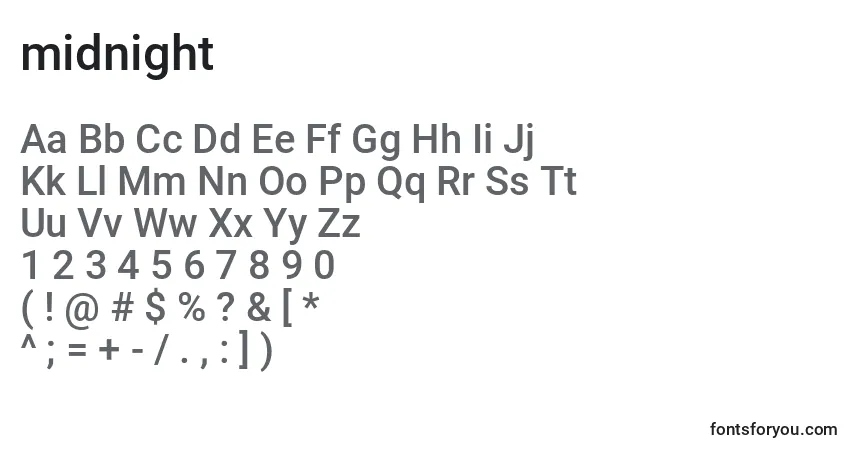 Czcionka Midnight (134323) – alfabet, cyfry, specjalne znaki