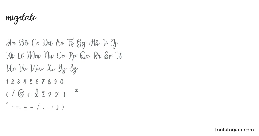 Schriftart Migdale – Alphabet, Zahlen, spezielle Symbole