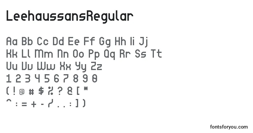 LeehaussansRegular-fontti – aakkoset, numerot, erikoismerkit