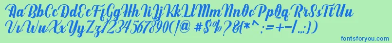 Mighttel Font – Blue Fonts on Green Background