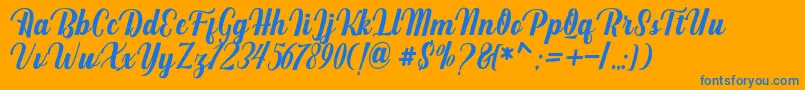 Mighttel Font – Blue Fonts on Orange Background