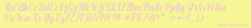 Mighttel Font – Pink Fonts on Yellow Background