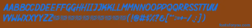 Mighty Brush Demo Font – Blue Fonts on Brown Background