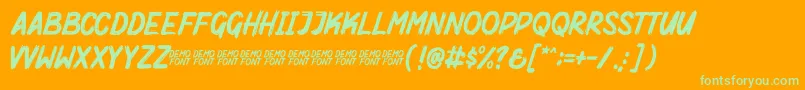 Mighty Brush Demo-Schriftart – Grüne Schriften auf orangefarbenem Hintergrund