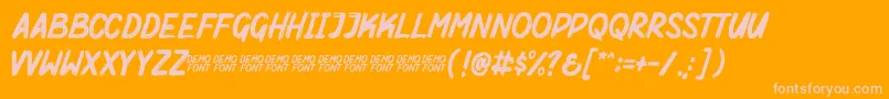 Mighty Brush Demo-Schriftart – Rosa Schriften auf orangefarbenem Hintergrund