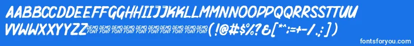 Mighty Brush Demo Font – White Fonts on Blue Background