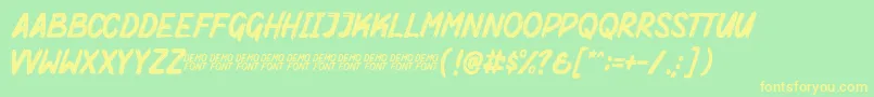 fuente Mighty Brush Demo – Fuentes Amarillas Sobre Fondo Verde