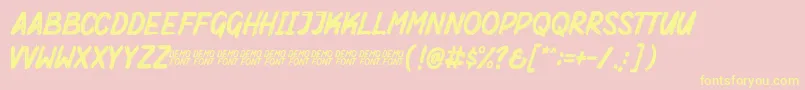 Mighty Brush Demo-Schriftart – Gelbe Schriften auf rosa Hintergrund