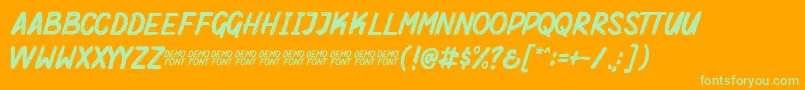 Mighty Brush Demo Font – Green Fonts on Orange Background