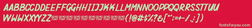Weitere Informationen zur Mighty Brush Demo-Schriftart Mighty Brush Demo-Schriftart – Grüne Schriften auf rotem Hintergrund