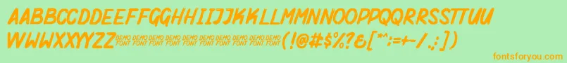 Mighty Brush Demo Font – Orange Fonts on Green Background