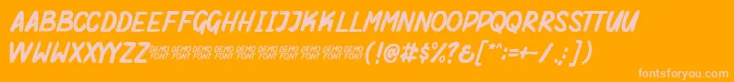 Mighty Brush Demo-Schriftart – Rosa Schriften auf orangefarbenem Hintergrund