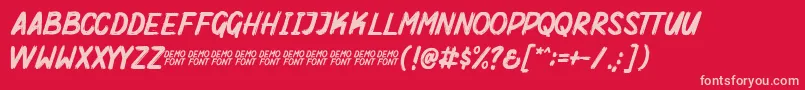 Mighty Brush Demo-Schriftart – Rosa Schriften auf rotem Hintergrund
