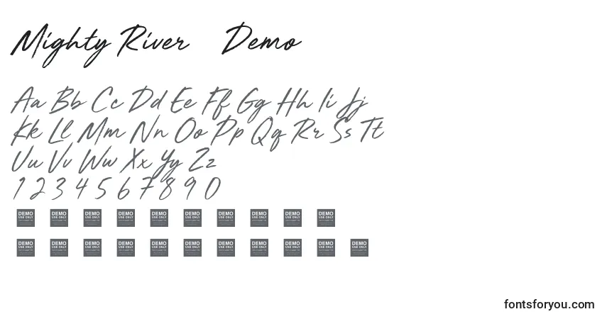 Шрифт Mighty River   Demo – алфавит, цифры, специальные символы