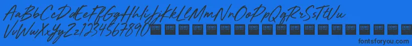 Mighty River   Demo Font – Black Fonts on Blue Background