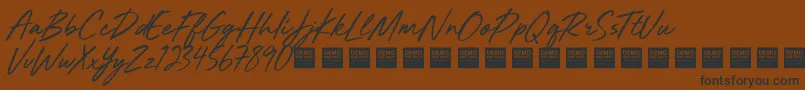Fonte Mighty River   Demo – fontes pretas em um fundo marrom