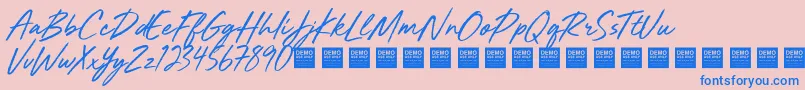 Mighty River   Demo Font – Blue Fonts on Pink Background