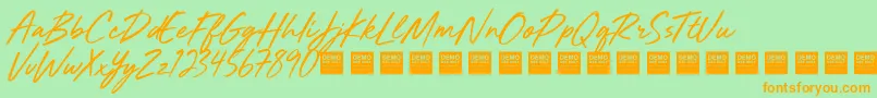 Mighty River   Demo Font – Orange Fonts on Green Background