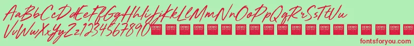 Mighty River   Demo Font – Red Fonts on Green Background