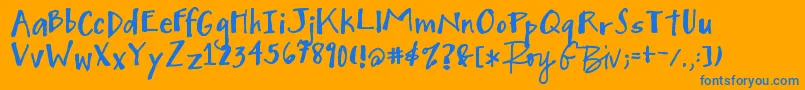 フォントMighty to Save – オレンジの背景に青い文字