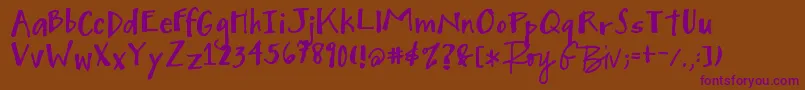 Mighty to Save Font – Purple Fonts on Brown Background