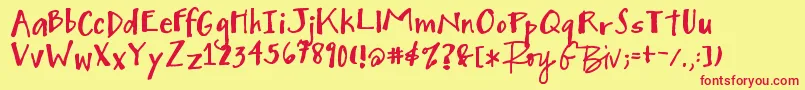 Mighty to Save Font – Red Fonts on Yellow Background