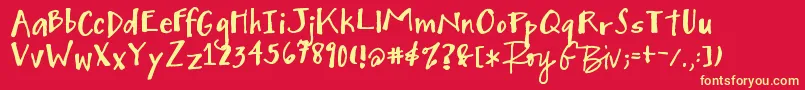 Mighty to Save Font – Yellow Fonts on Red Background