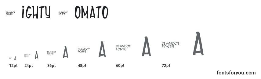 Размеры шрифта Mighty Tomato