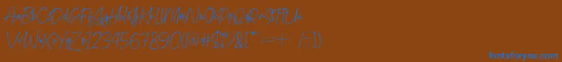 Mightydemo Font – Blue Fonts on Brown Background